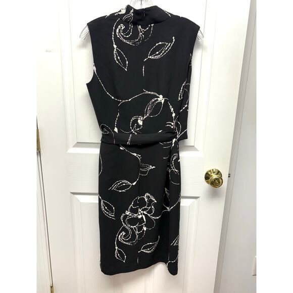 Jones New York Black and White Dress, Faux Wrap, Sleeveless,  Women's Size 10 - Picture 3 of 5